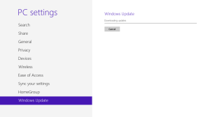 Windows Update 0 percent dialog from pc settings